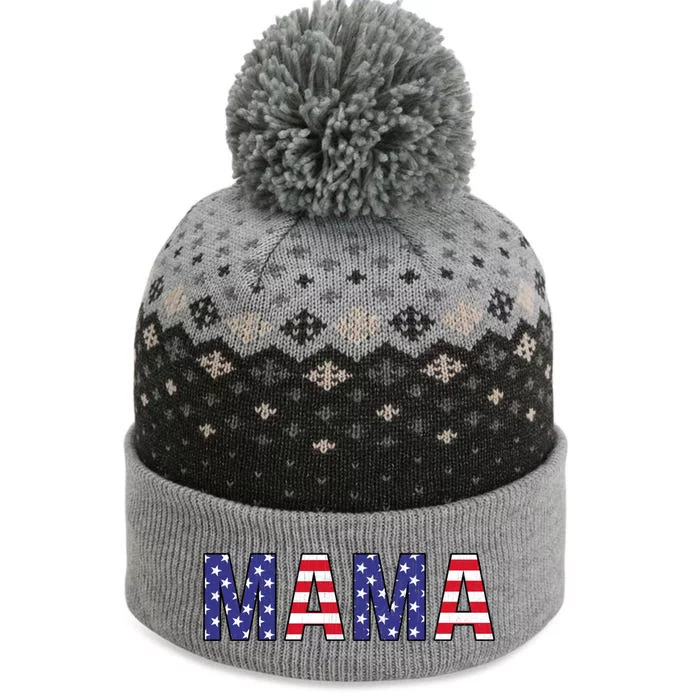 Mothers Day American Flag Graphic Vintage Usa Flag Mama Great Gift The Baniff Cuffed Pom Beanie