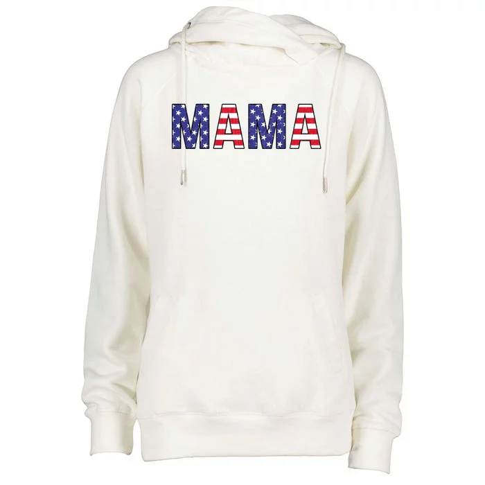 Mothers Day American Flag Graphic Vintage Usa Flag Mama Great Gift Womens Funnel Neck Pullover Hood