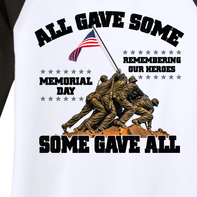 Memorial Day All Gave Some Some Gave All Remembering Our Heroes Women's Tri-Blend 3/4-Sleeve Raglan Shirt