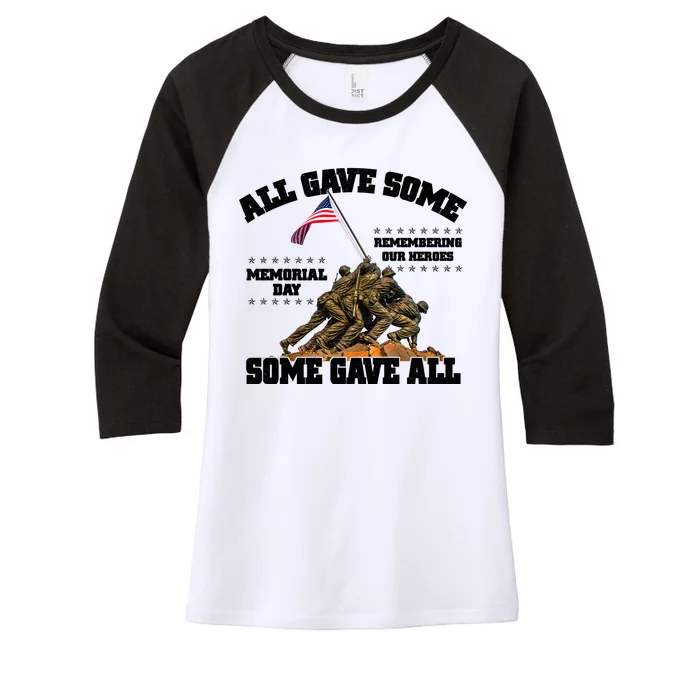 Memorial Day All Gave Some Some Gave All Remembering Our Heroes Women's Tri-Blend 3/4-Sleeve Raglan Shirt