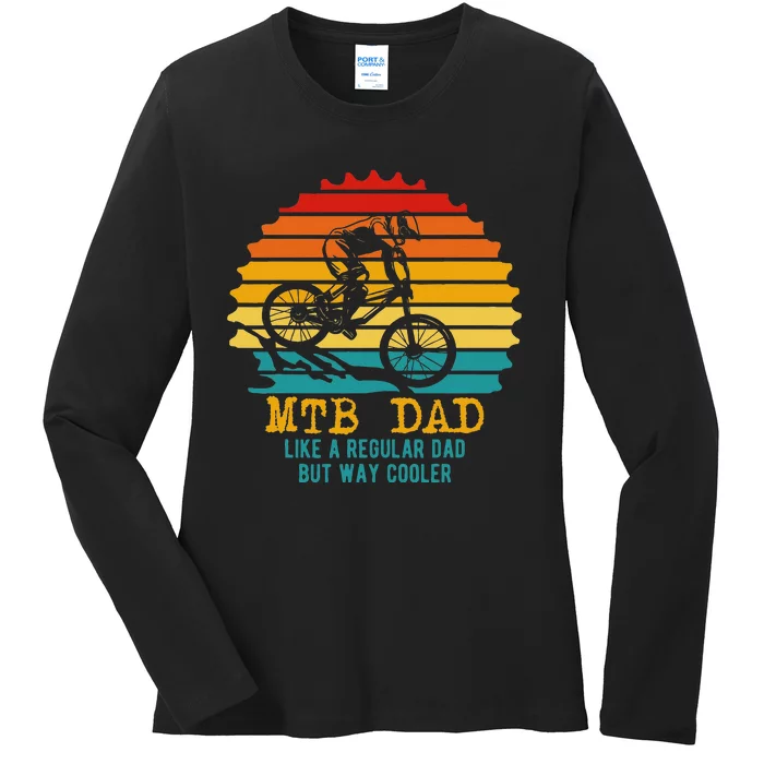 MTB Dad Apparel Retro Mountain Bike Dad Ladies Long Sleeve Shirt