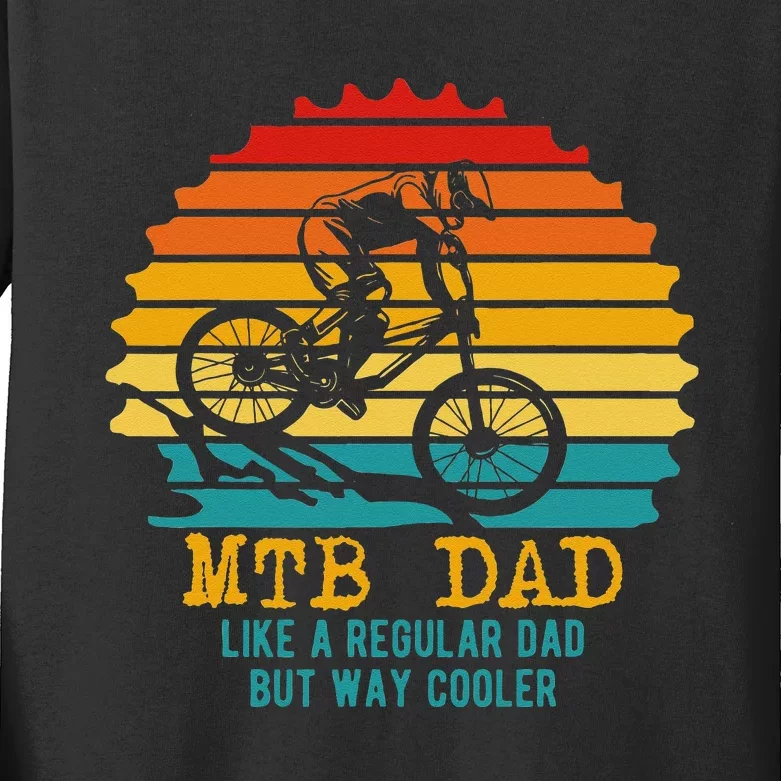 MTB Dad Apparel Retro Mountain Bike Dad Kids Long Sleeve Shirt