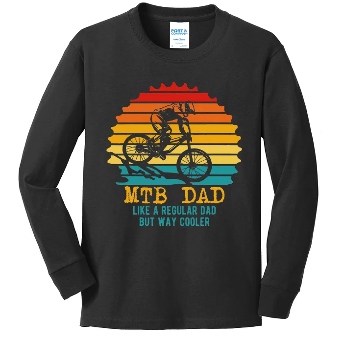 MTB Dad Apparel Retro Mountain Bike Dad Kids Long Sleeve Shirt