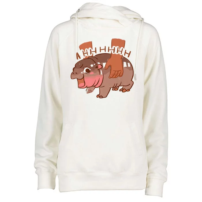 Moo Deng A Hh Hhhh Hippo Funny Womens Funnel Neck Pullover Hood