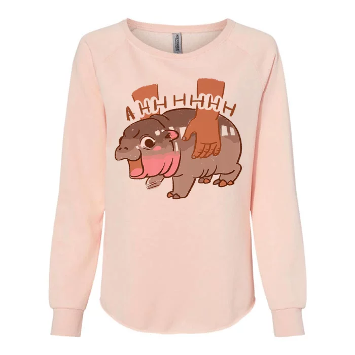 Moo Deng A Hh Hhhh Hippo Funny Womens California Wash Sweatshirt