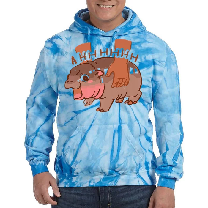 Moo Deng A Hh Hhhh Hippo Funny Tie Dye Hoodie