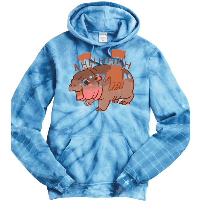 Moo Deng A Hh Hhhh Hippo Funny Tie Dye Hoodie