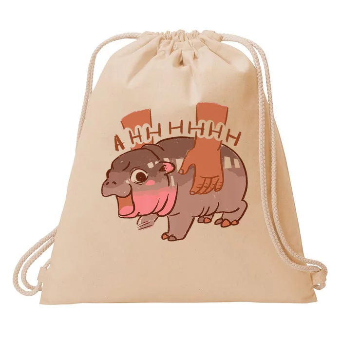 Moo Deng A Hh Hhhh Hippo Funny Drawstring Bag