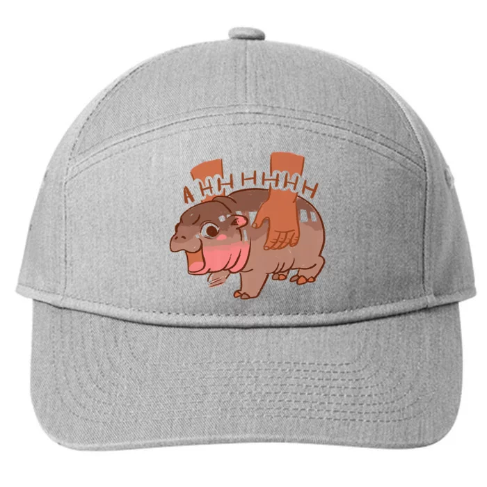 Moo Deng A Hh Hhhh Hippo Funny 7-Panel Snapback Hat