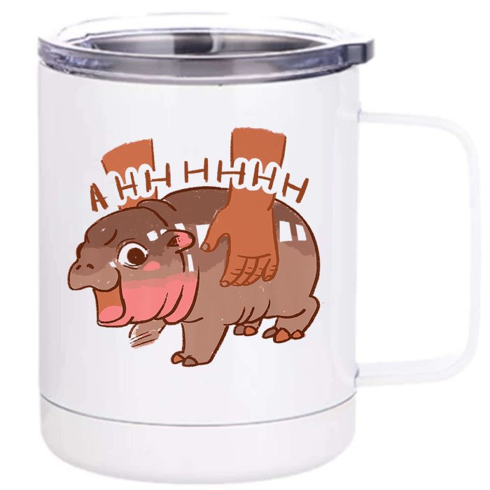 Moo Deng A Hh Hhhh Hippo Funny Front & Back 12oz Stainless Steel Tumbler Cup