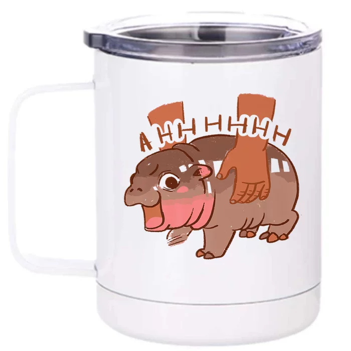 Moo Deng A Hh Hhhh Hippo Funny Front & Back 12oz Stainless Steel Tumbler Cup