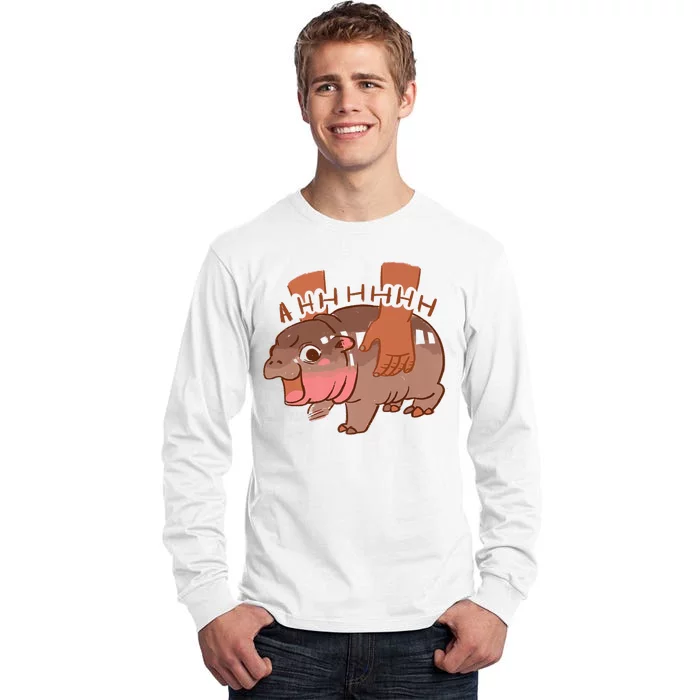 Moo Deng A Hh Hhhh Hippo Funny Tall Long Sleeve T-Shirt