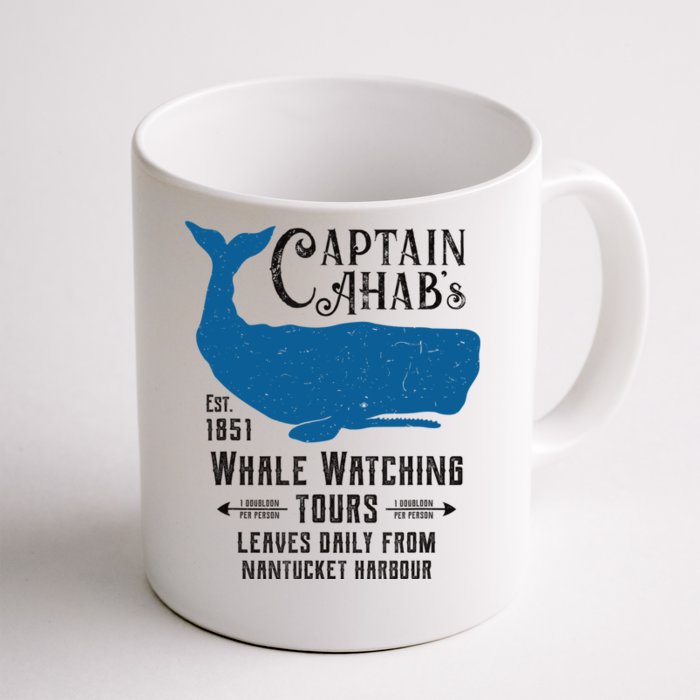 Moby Dick Ahab Whale Watching Vintage Herman Melville Front & Back Coffee Mug