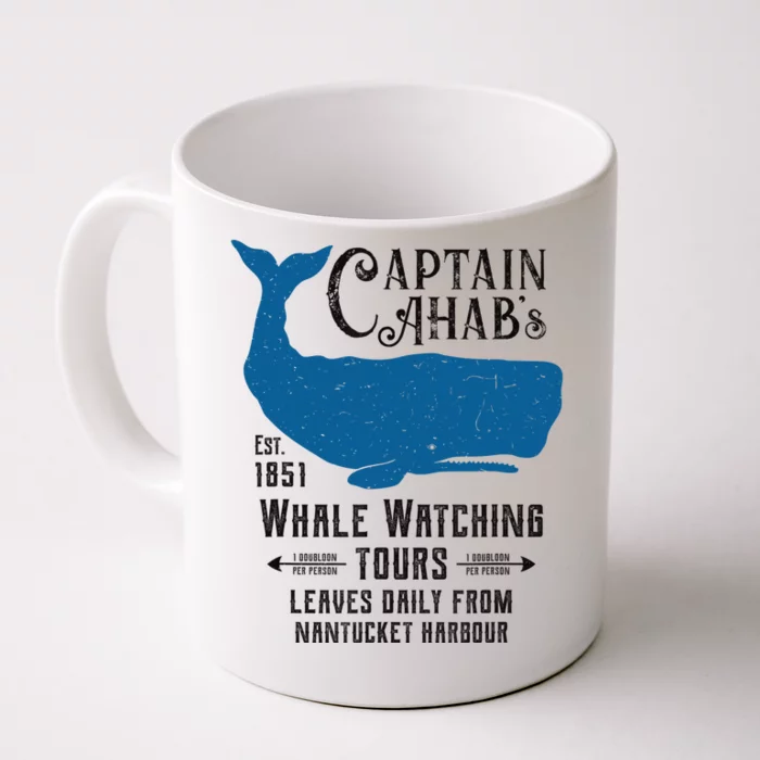 Moby Dick Ahab Whale Watching Vintage Herman Melville Front & Back Coffee Mug