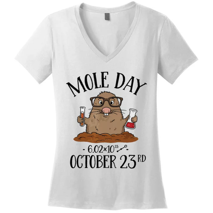 Mole Day AvogadroS Number October 23rd Women's V-Neck T-Shirt