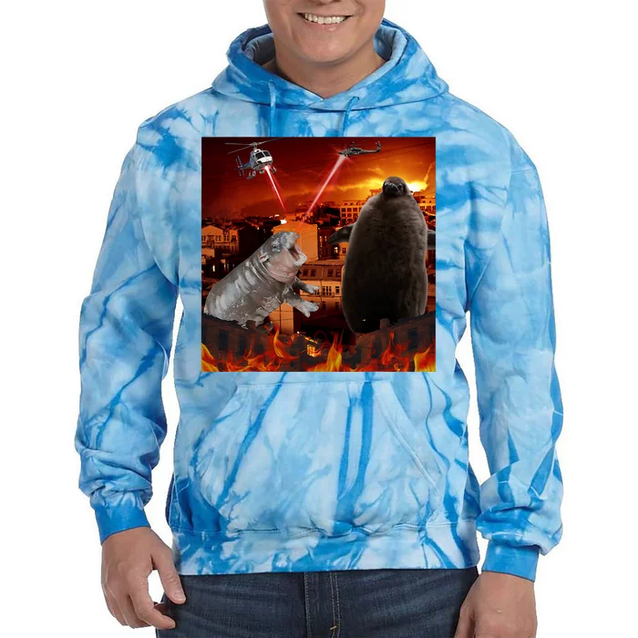 Moo Deng And Pesto Battle Tie Dye Hoodie