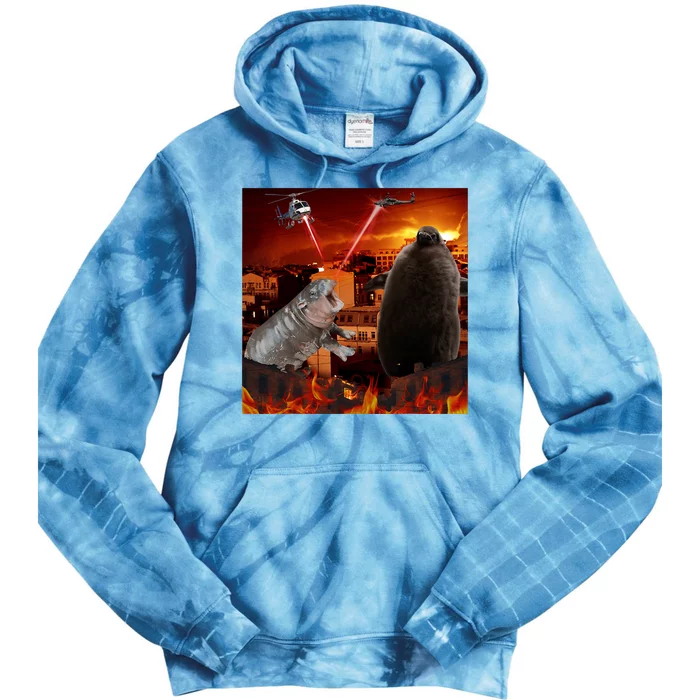 Moo Deng And Pesto Battle Tie Dye Hoodie