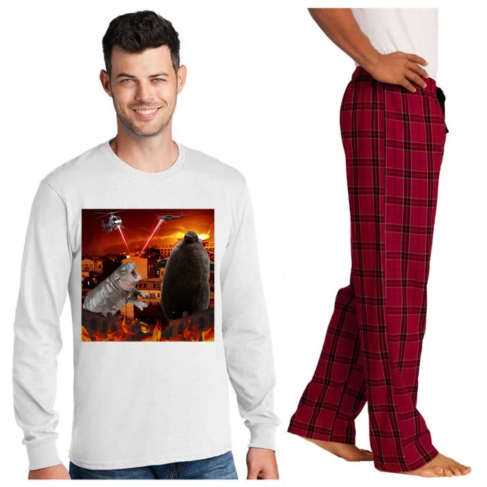 Moo Deng And Pesto Battle Long Sleeve Pajama Set