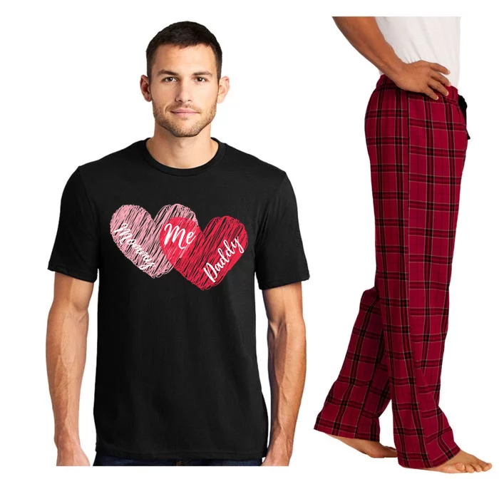 Mommy Daddy And Me Cute Hearts Valentines Day Gift Pajama Set