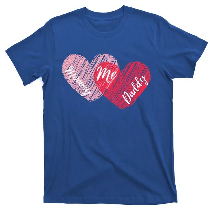 Mommy Daddy And Me Cute Hearts Valentines Day Gift T-Shirt