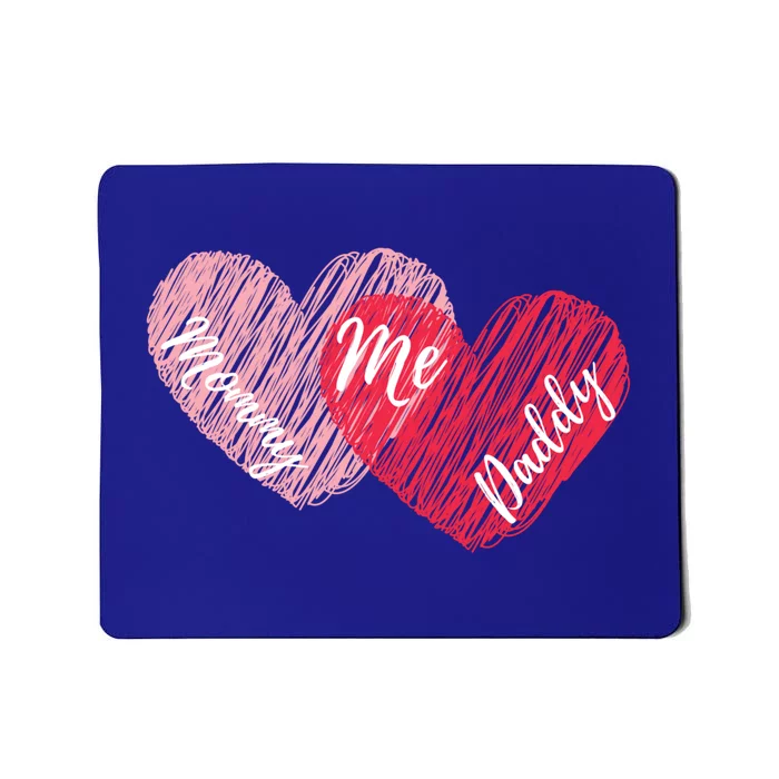 Mommy Daddy And Me Cute Hearts Valentines Day Gift Mousepad