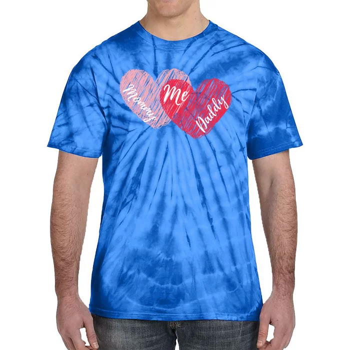 Mommy Daddy And Me Cute Hearts Valentines Day Gift Tie-Dye T-Shirt