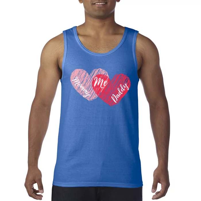 Mommy Daddy And Me Cute Hearts Valentines Day Gift Tank Top