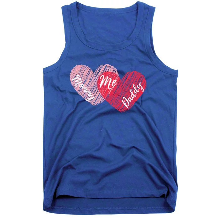 Mommy Daddy And Me Cute Hearts Valentines Day Gift Tank Top