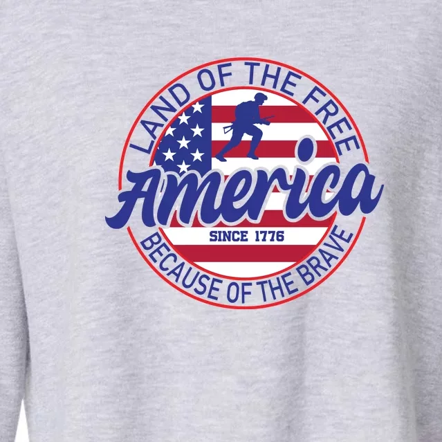 Memorial Day American Flag Land Of The Free America Since 1776 Gift Cropped Pullover Crew