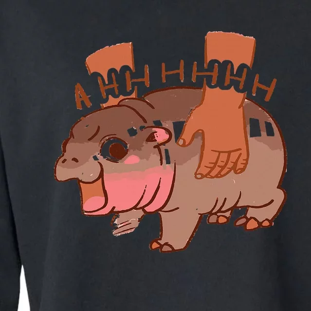 Moo Deng Bouncy Pig In Thai Picture The Cute Baby Hippo Cropped Pullover Crew