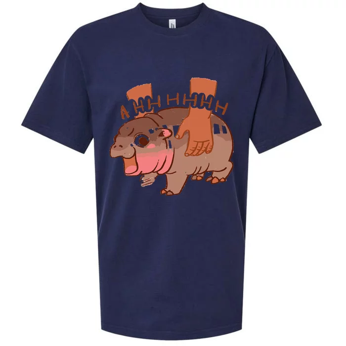 Moo Deng Bouncy Pig In Thai Picture The Cute Baby Hippo Sueded Cloud Jersey T-Shirt