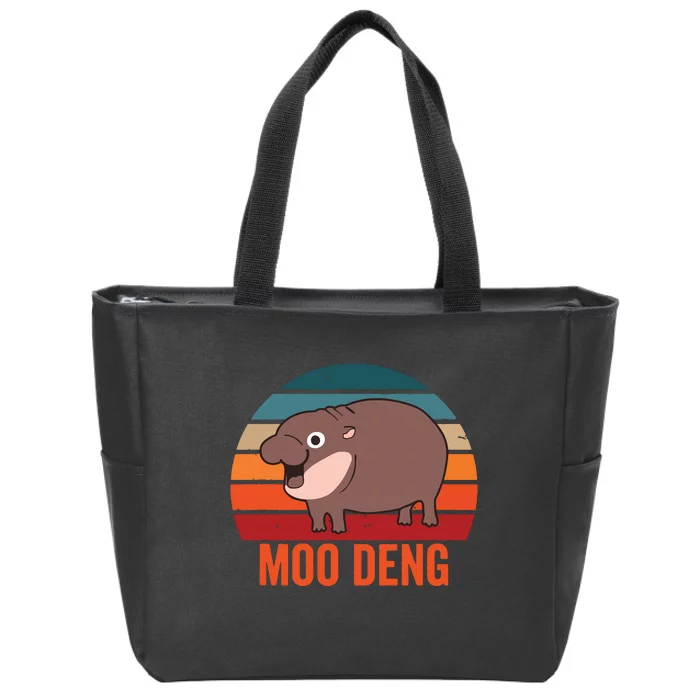 Moo Deng Baby Hippo Zoo Baby Hippo Vintage Zip Tote Bag