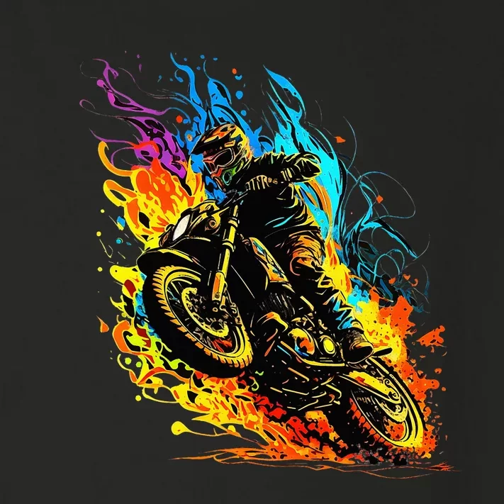 Motocross Dirt Bike Racing Supercross Flying Jump Flames Toddler Long Sleeve Shirt