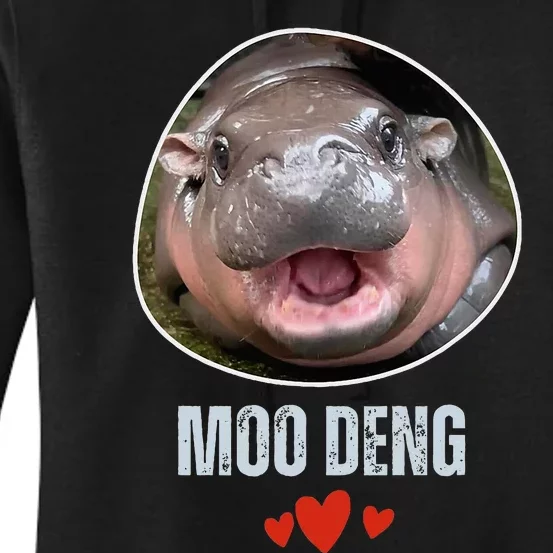 Moo Deng Bouncy Pig In Thai Picture The Cute Baby Hippo Women's Pullover Hoodie