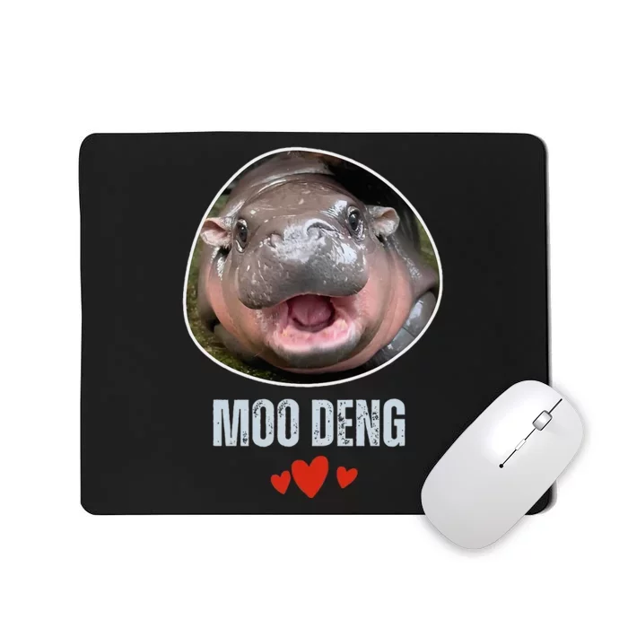 Moo Deng Bouncy Pig In Thai Picture The Cute Baby Hippo Mousepad