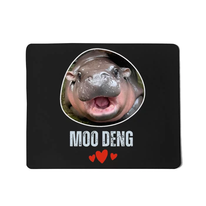 Moo Deng Bouncy Pig In Thai Picture The Cute Baby Hippo Mousepad