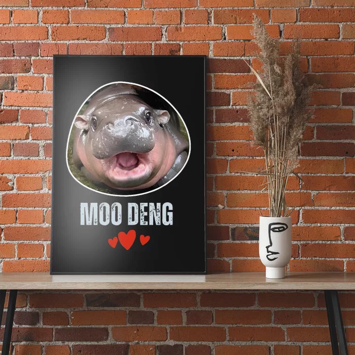 Moo Deng Bouncy Pig In Thai Picture The Cute Baby Hippo Poster