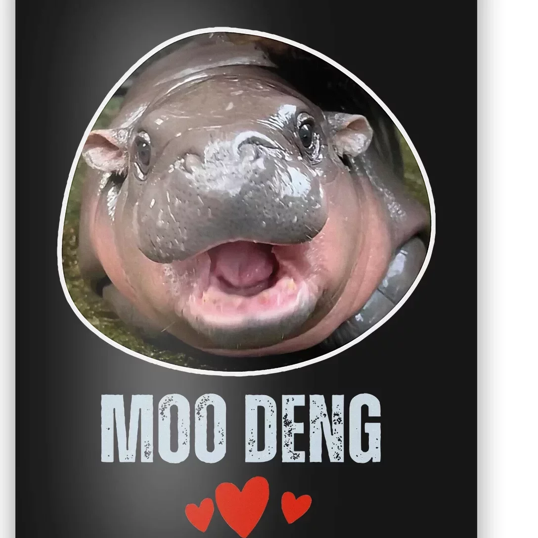 Moo Deng Bouncy Pig In Thai Picture The Cute Baby Hippo Poster