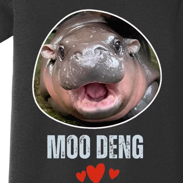 Moo Deng Bouncy Pig In Thai Picture The Cute Baby Hippo Baby Bodysuit