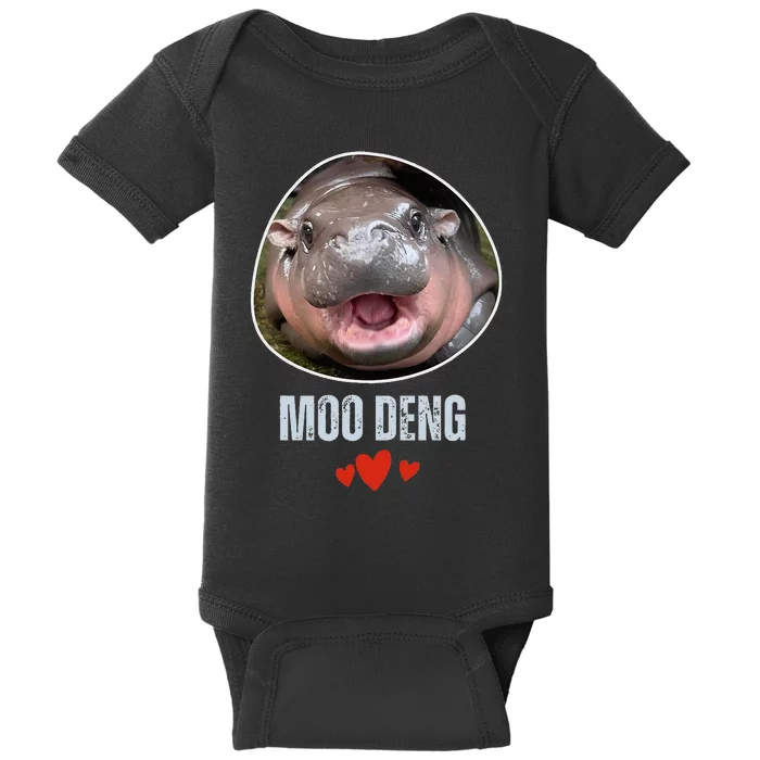 Moo Deng Bouncy Pig In Thai Picture The Cute Baby Hippo Baby Bodysuit