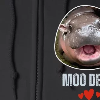 Moo Deng Bouncy Pig In Thai Picture The Cute Baby Hippo Full Zip Hoodie