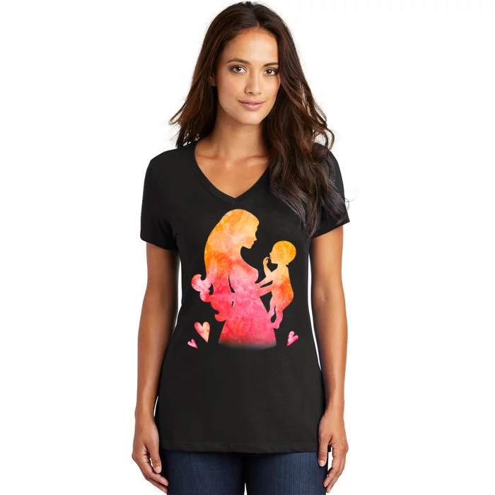 Mother's Day Baby Gift Women's V-Neck T-Shirt