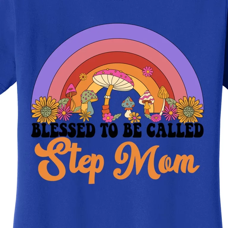 MotherS Day Blessed To Be Called Step Mom Groovy Rainbow Gift Women's T-Shirt