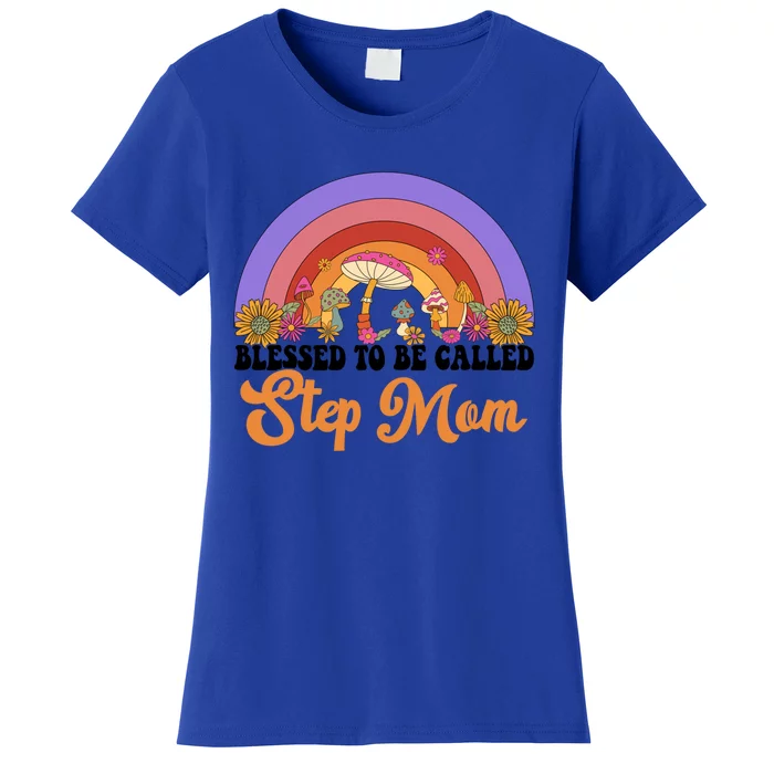 MotherS Day Blessed To Be Called Step Mom Groovy Rainbow Gift Women's T-Shirt