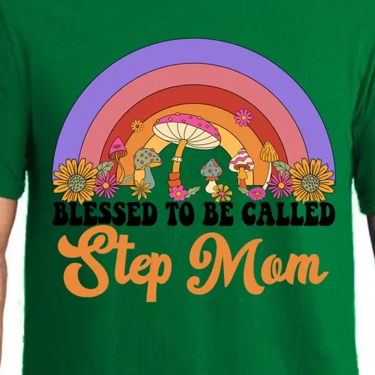 MotherS Day Blessed To Be Called Step Mom Groovy Rainbow Gift Pajama Set