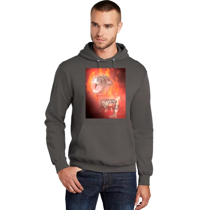 Moo Deng Bouncy Pig In Thai Fire Picture The Cute Baby Hippo Hoodie