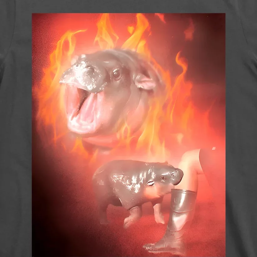 Moo Deng Bouncy Pig In Thai Fire Picture The Cute Baby Hippo T-Shirt