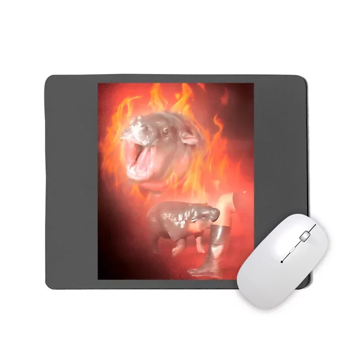 Moo Deng Bouncy Pig In Thai Fire Picture The Cute Baby Hippo Mousepad