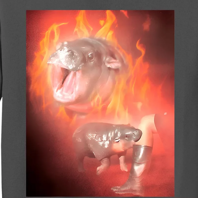 Moo Deng Bouncy Pig In Thai Fire Picture The Cute Baby Hippo Tall Sweatshirt