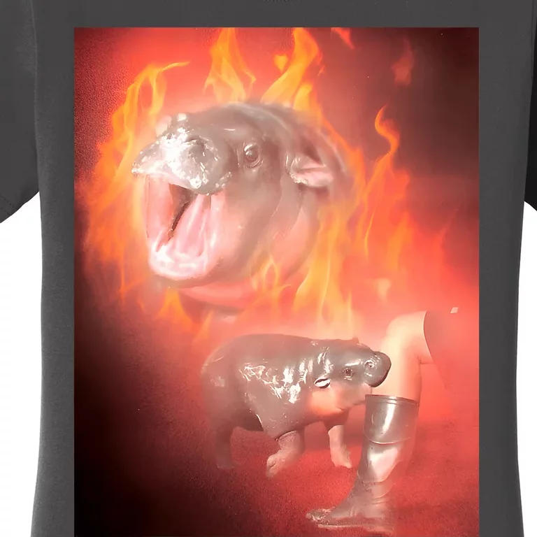 Moo Deng Bouncy Pig In Thai Fire Picture The Cute Baby Hippo Women's T-Shirt